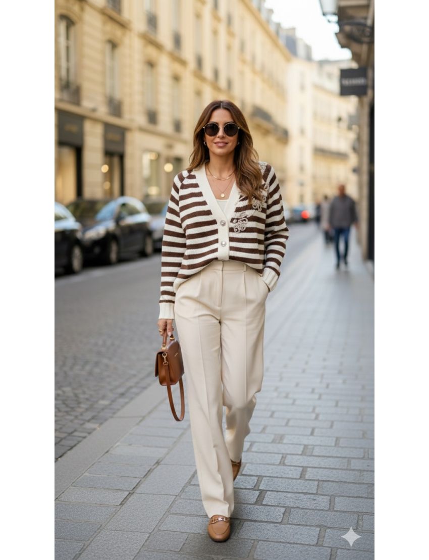 CARDIGAN WA6220 MALHA RIS